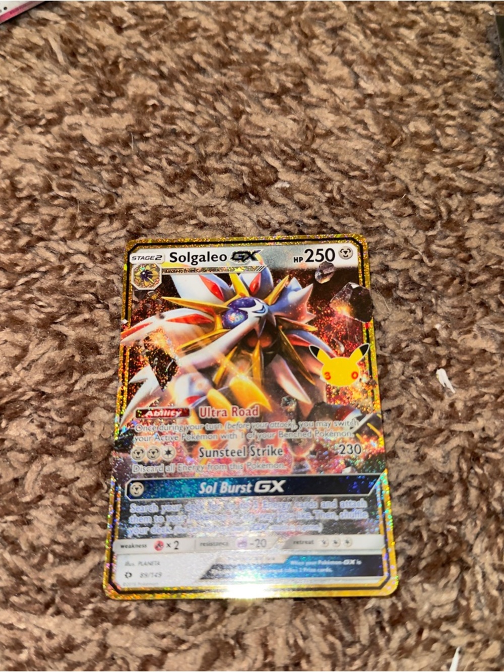 Pokémon 30th Anniversary Celebrations Solgaleo gx 89/149 NM